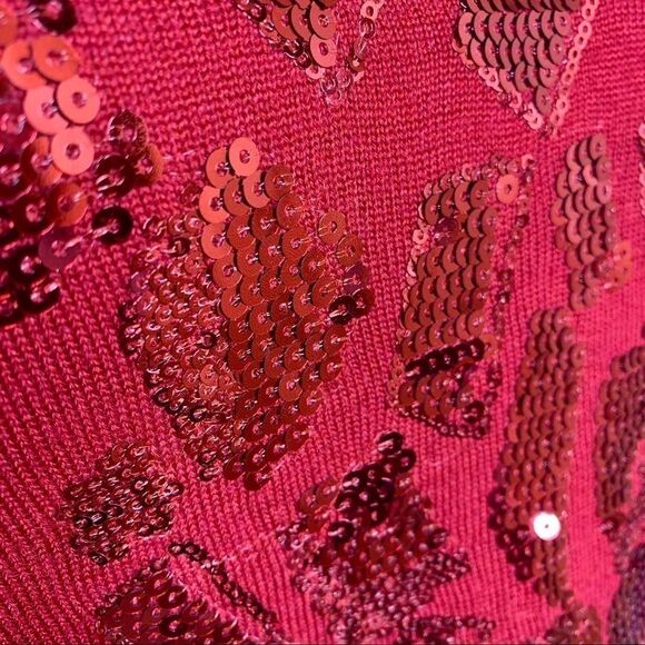 Calvin Klein red wool blend sweater with sequins L - Picture 3 of 8